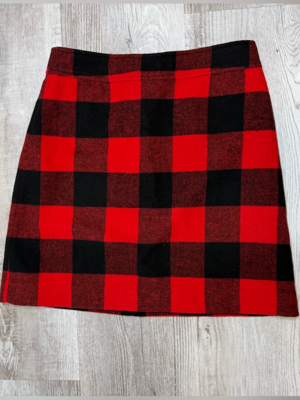 J. Crew Skirt Buffalo Plaid Wool Size 6 Red Black Lined Zip Up A line